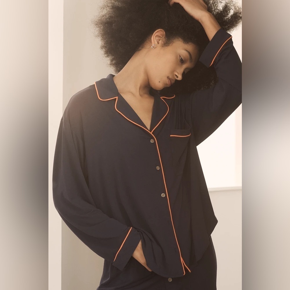 NWT! By Anthropologie The Briar Piped Pajama Shirt: Long-Sleeve Edition - XL 💎